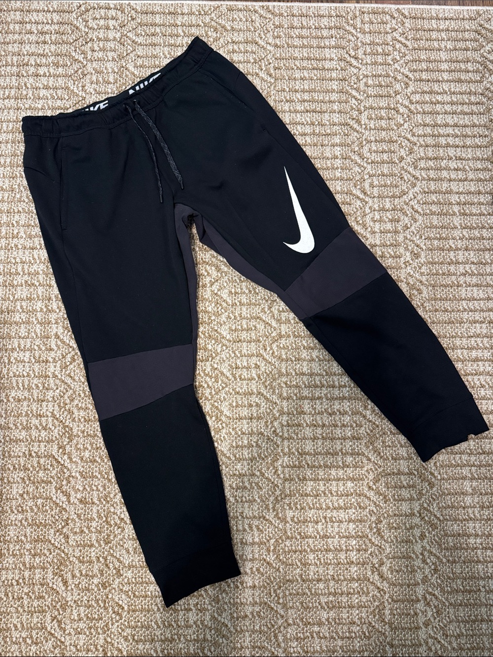 Nike Black Kids Jogger Pants with White Swoosh